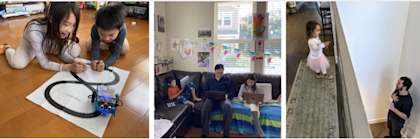 Three photos of Waymonauts work from home experience 